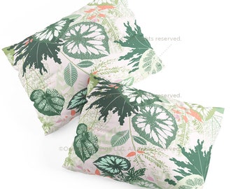 Pillow Shams Alocasia Garden Green Pillow Covers Cotton Pillow Cover Polyester Pillow Sham Set Geese Palm Pillow Shams