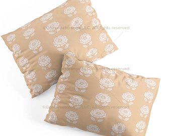 Pillow Shams Floral Beige Coral Pillow Covers Cotton Pillow Cover Polyester Pillow Sham Set Geese Palm Pillow Shams
