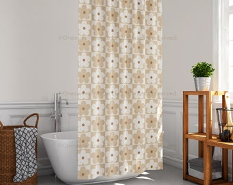 Shower Curtain Daisy Check Bathroom Curtain Mat Set Shower Liner Bathroom Curtain Floor Mat Shower Curtain w Rings Waterproof Daisy Curtain