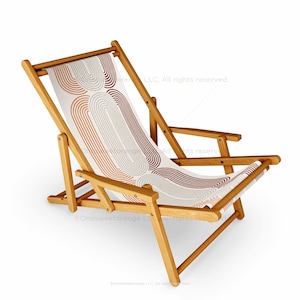 Sling Chair Mid Century Line Art VII Beach Chair Stripe Pattern Recliner Patio Chair Folding Lounge Chair Light Seaside Daisy Sling Chair