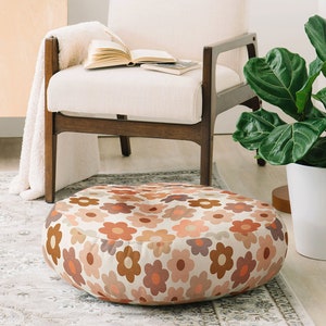 Floor Pillow Home Decor Seating Rectangular Accent Pillow Floor Cushion Decorative Pillow Large Daisies Terracotta Floor Pillow Round Pillow
