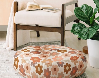 Floor Pillow Home Decor Seating Rectangular Accent Pillow Floor Cushion Decorative Pillow Large Daisies Terracotta Floor Pillow Round Pillow