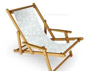 Sling Chair Seashell Sage Beach Chair Sea Shell Pattern Recliner Patio Chair Folding Lounge Chair Light Seaside Seashell Sling Chair