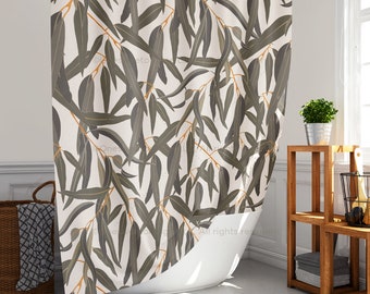 Shower Curtain Eucalyptus Leaves Bathroom Curtain Mat Set Shower Liner Bathroom Curtain Set Floor Mat Shower Curtain w Rings Waterproof