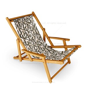 Sling Chair Eucalyptus Leaves Cream Beach Chair Eucalyptus Pattern Recliner Patio Chair Folding Lounge Chair Light Seaside Sling Chair
