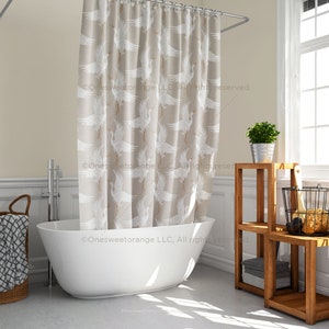 Shower Curtain Cranes Neutral Bathroom Curtain Mat Set Shower Liner Bathroom Curtain Set Floor Mat Shower Curtain w Rings Waterproof Curtain