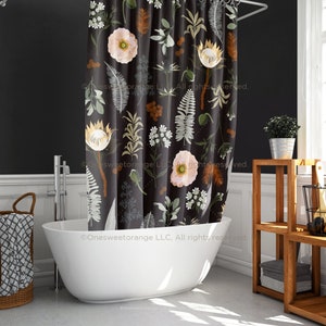 Shower Curtain Elsa Meadow Bathroom Curtain Mat Set Shower Liner Bathroom Curtain Set Floor Mat Shower Curtain w Rings