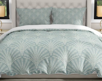 Comforter Scallop Fan Teal Bedding Home Decor Comforter Pillow Sham Set Bedroom Bedding Pillow Shams Cotton Comforter Pillow Shams