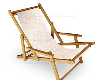 Sling Chair Seashell Coral Beach Chair Sea Shell Pattern Recliner Patio Chair Folding Lounge Chair Light Seaside Seashell Sling Chair