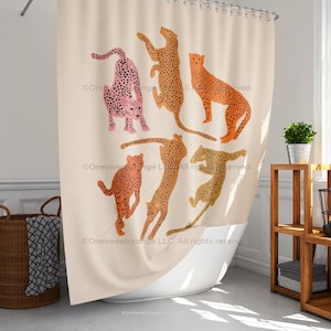 Shower Curtain Adria Cheetahs Bathroom Curtain Mat Set Shower Liner Bathroom Curtain Set Floor Mat Shower Curtain w Rings Waterproof Curtain