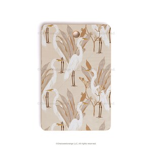 Cutting Board White Cranes Linen Beige Kitchen Serving Board Charcuterie Board Kitchen Decor Cheese Board Bamboo Cutting Wood Board