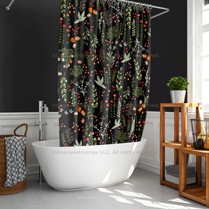 Shower Curtain Floral Goodness II Bathroom Curtain Mat Set Shower Liner Bathroom Curtain Set Floor Mat Shower Curtain w Rings