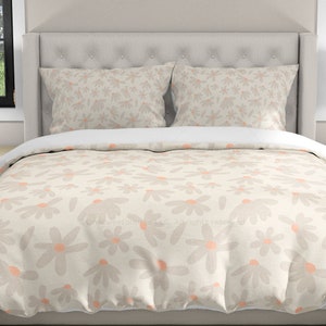 Comforter Freehand Daisies Neutral Bedding Home Decor Comforter Pillow Sham Set Bedroom Bedding Pillow Shams Cotton Comforter Pillow Shams image 1