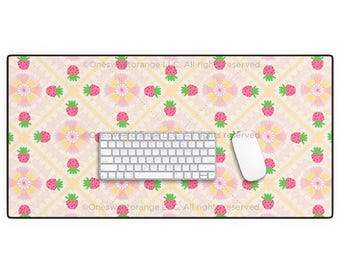 Desk Mat Strawberry Crochet Yellow Large Mousepad Large Desk Mat Office Large Mousepad Desk Mat Desktop Accessories Desk Pad Rectangular