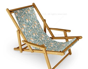 Sling Chair Jelly Fish Teal Beach Chair Jelly Fish Pattern Recliner Patio Chair Folding Lounge Chair Light Seaside Jelly Fish Sling Chair