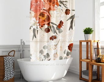 Shower Curtain Peonies Cream Bathroom Curtain Mat Set Shower Liner Bathroom Curtain Set Floor Mat Shower Curtain w Rings Waterproof