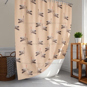 Shower Curtain Geese Vertical Peach Bathroom Curtain Mat Set Shower Liner Bathroom Curtain Set Floor Mat Shower Curtain w Rings Waterproof