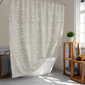 Shower Curtain Anissa Cream Bathroom Curtain Mat Set Shower Liner Bathroom Curtain Set Floor Mat Shower Curtain w Rings Waterproof Curtain
