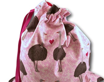 Ostrich Love - Solo Sheepie, a Project Bag for Knitting, Crochet, or Cross Stitch