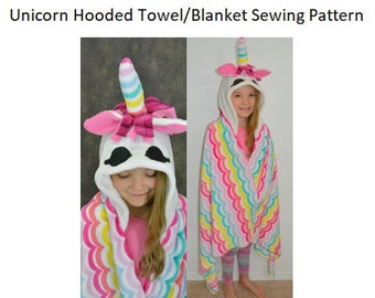Pattern: Unicorn Hooded Blanket or Towel