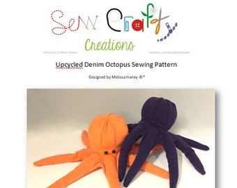 Pattern: Upcycled Denim Octopus PDF PATTERN ONLY - Make your own sea creature from an old pair of your jeans!