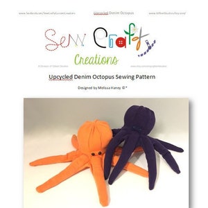 Pattern: Upcycled Denim Octopus PDF PATTERN ONLY - Make your own sea creature from an old pair of your jeans!