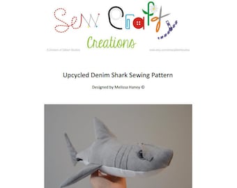 Pattern: Upcycled Denim Shark PATTERN ONLY - Make your own Shark from an old pair of your jeans!