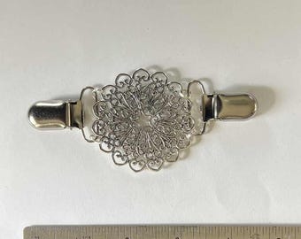 XL MANDALA #33 Metal Cinch Belt - Ladies Dress Clip for Women - Silver Ready to Ship