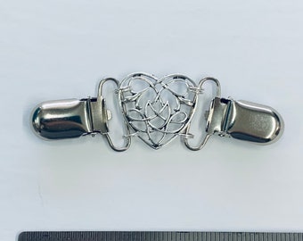 Scroll HEART #27 Metal Cinch Belt - Ladies Dress Clip for Women - Silver READY to SHIP