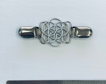 FLORAL RINGS #12 Metal Cinch Belt - Ladies Dress Clip for Women - Silver Ready to Ship