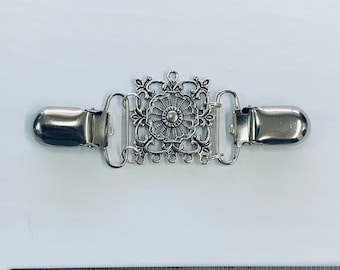 SQUARE Floral#10 Metal Cinch Belt - Ladies Dress Clip for Women - Silver READY to SHIP