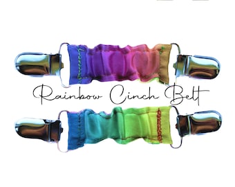 ONE Rainbow Cinch Belts READY to SHIP: Cinch Belt - Ladies Dress Clip - Toddler Belt - One Size Fits All