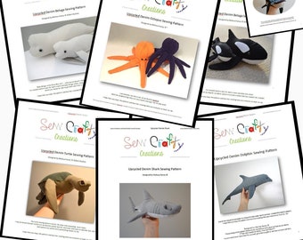 Pattern: Wholesale All Sea Creatures PDF PATTERN ONLY - Make your own animals from an old pair of your jeans!