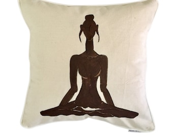 Original Art Pillow- Female Enlightenment handprinted