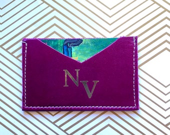 Upcycled  Leather Foil Stamped Logo Cardholder