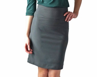 Grey pencil skirt / Capsule Wardrobe / Stretch Pencil Skirt