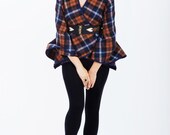 Mode Plaid / couverture d'automne Cap haut / Plaid / Cape laine / automne mode / bleu Tan Orange blanc Plaid / mode Eco / Plaid Wrap / enveloppe de laine