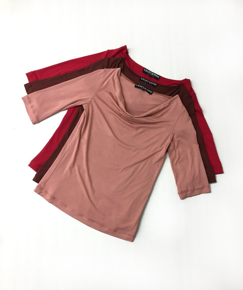 SALE: The Florence Top, soft cowl neck top with sleeves. The perfect go-to top in red image 8