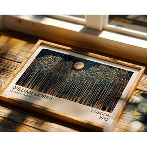 William Morris Night Forest Gold Wall Art Arts and Crafts Print Secret Wood Landscape Print Vintage Gold Nature Living Room Wall Art Poster