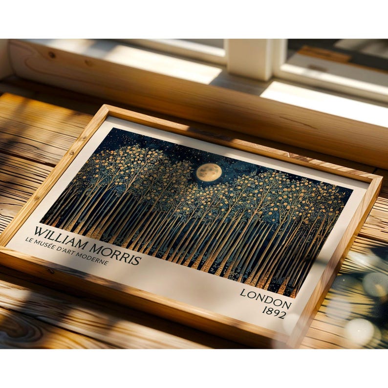 William Morris Night Forest Gold Wall Art Arts and Crafts Print Secret Wood Landscape Print Vintage Gold Nature Living Room Wall Art Poster