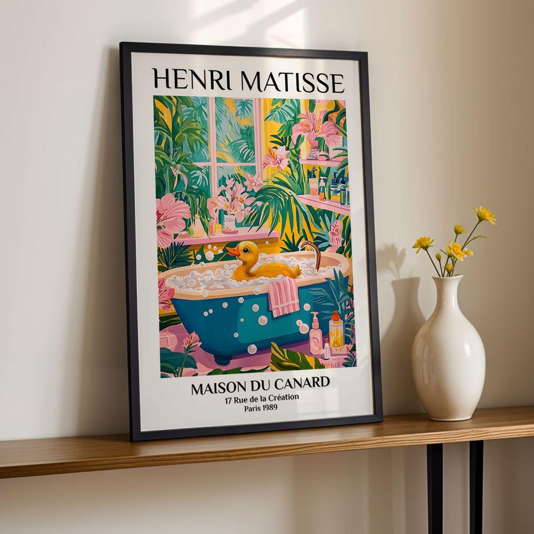 Duck Bathroom Art Print Henri Matisse Style Funny Animal Poster ...