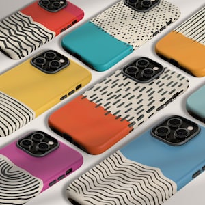 Funda para teléfono con estampado retro, colorida, estética de los años 70, para iPhone 16, 15, 14, 13, 12, 11 Pro Max, Samsung Galaxy S24, S23, MagSafe, resistente, para Google Pixel