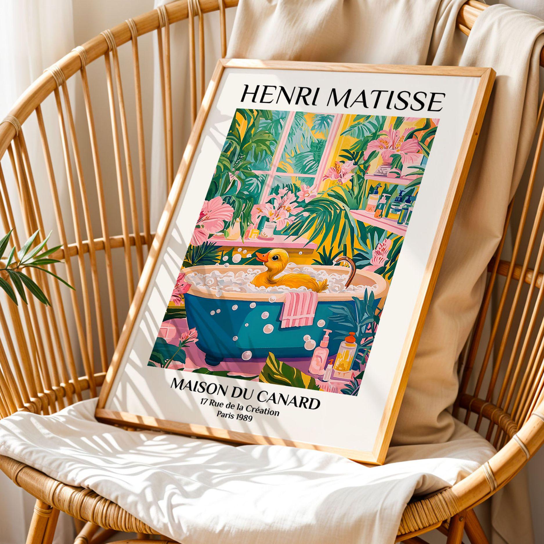 Duck Bathroom Art Print Henri Matisse Style Funny Animal Poster ...