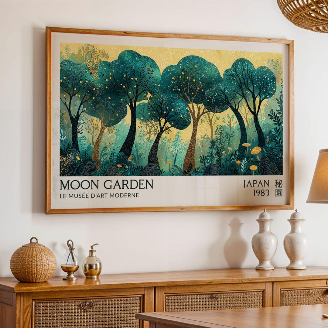 Yayoi Kusama Moon Garden Abstract Forest Wall Art Poster Japanese Style ...