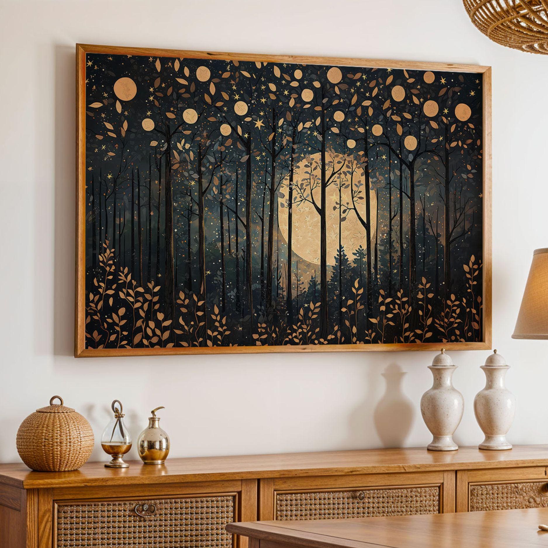William Morris Moonlight Forest Gold Wall Arts and Crafts Print