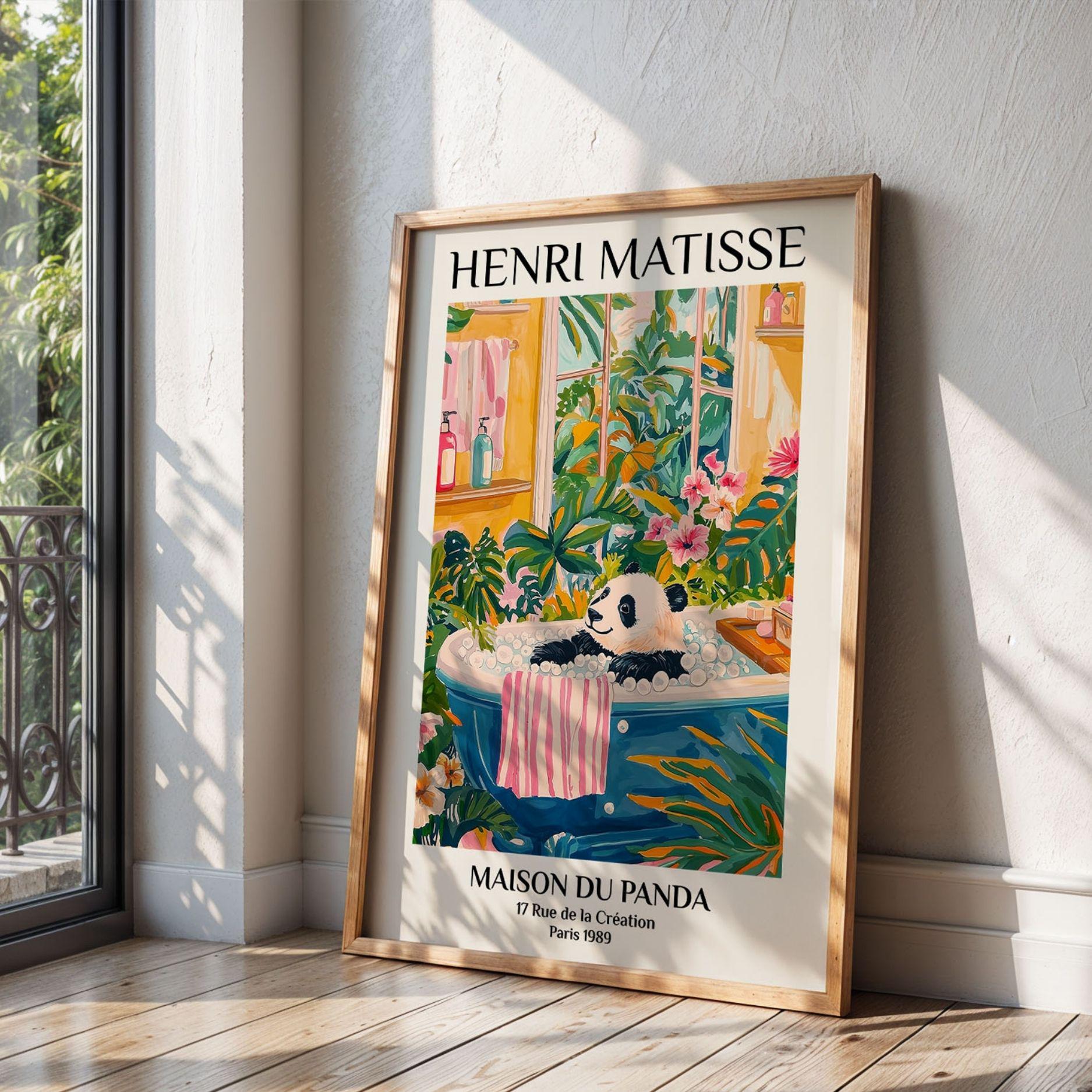 Panda Bathroom Art Print Henri Matisse Style Funny Animal Poster ...