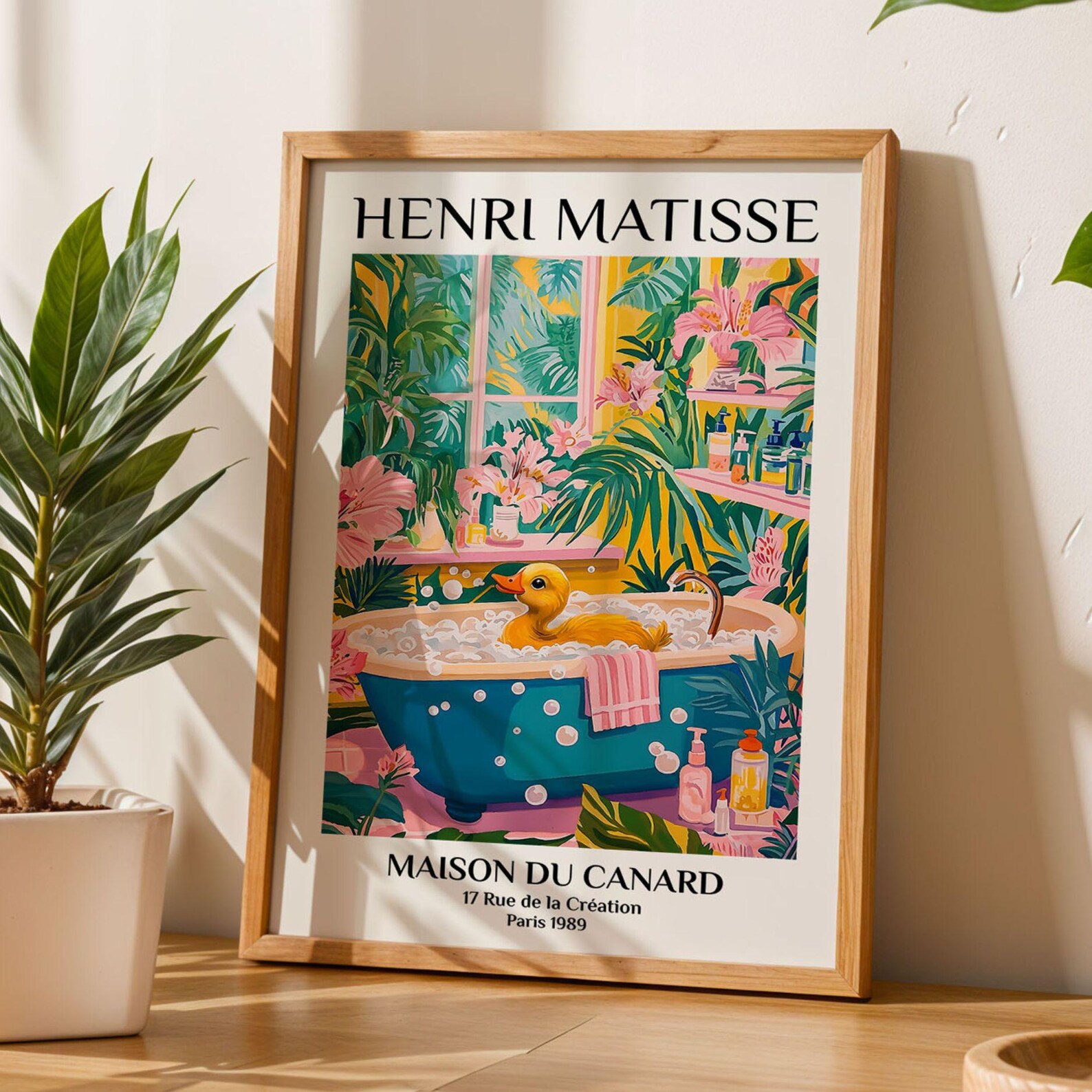 Duck Bathroom Art Print Henri Matisse Style Funny Animal Poster ...