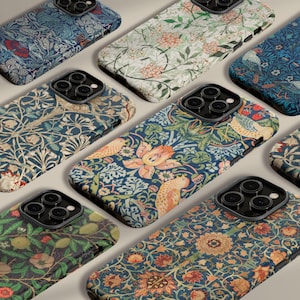 William Morris Phone Case Vintage Art Print iPhone 16 15 14 13 12 Pro Max Samsung S24 S23 A55 Google Pixel 9 8 Floral Aesthetic Cover Gift