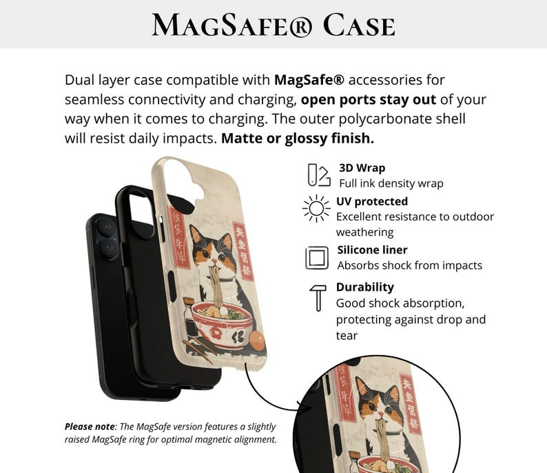 Vintage Ramen Cat Phone Case Japanese Food Art Retro Aesthetic iPhone 16 15 14 Pro Max Samsung S24 Pixel 9 MagSafe Tough Phone Cover