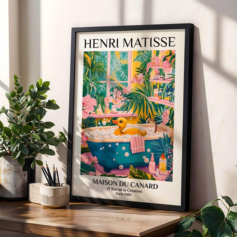 Duck Bathroom Art Print Henri Matisse Style Funny Animal Poster ...